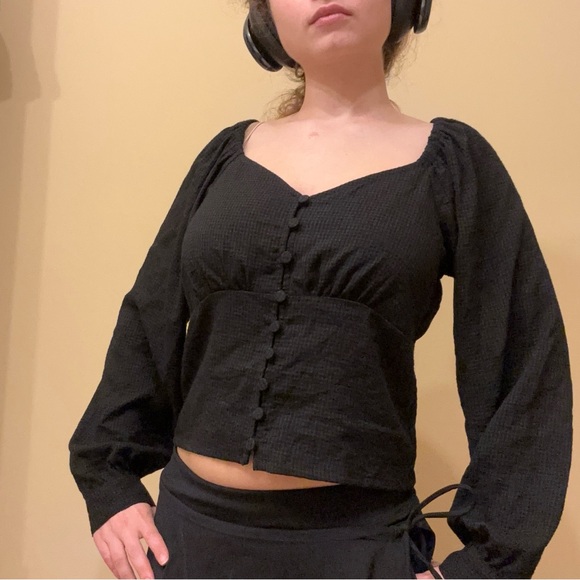 Madewell Preston puff sleeve top blouse button front gingham - Picture 11 of 15